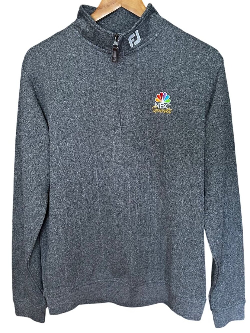 FootJoy Quarter Zip Pullover FJ Mens Medium Gray NBC Sports Logo Golf